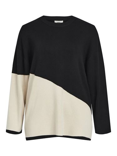 Tröjor/Koftor - Objesterblock knit pullover – Black/Sandshell